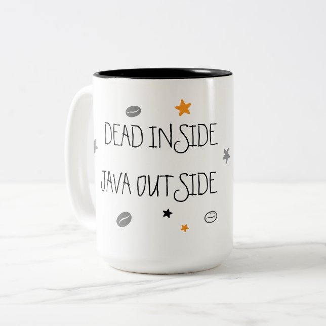 Certified Dead Inside – Funny Coffee Skull Two-Tone Coffee Mug (Front Left)