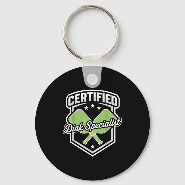 Certified dink specialist pickleball funny pickle key ring (Front)