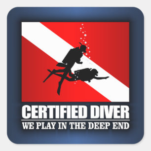Certified Diver (Deep End) Square Sticker