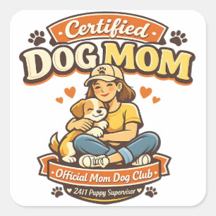 Certified Dog Mom Club Cute Puppy Sticker