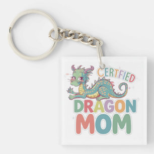 Certified dragon mom colorful design key ring