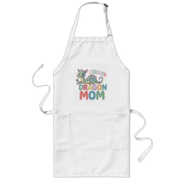 Certified dragon mom colorful design long apron (Front)