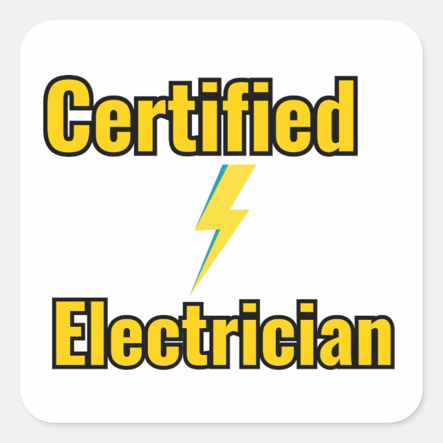 Certified Electrician Lightning Bolt Sticke Square Sticker (Front)