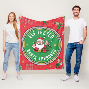 Certified Elf Tested Santa Approved Vintage X-mas Fleece Blanket