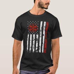 Certified Expert Mechanic Dad American Flag Cars M T-Shirt