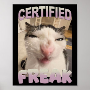 Certified Freak Cat Meme Funny Pet Humour  Poster