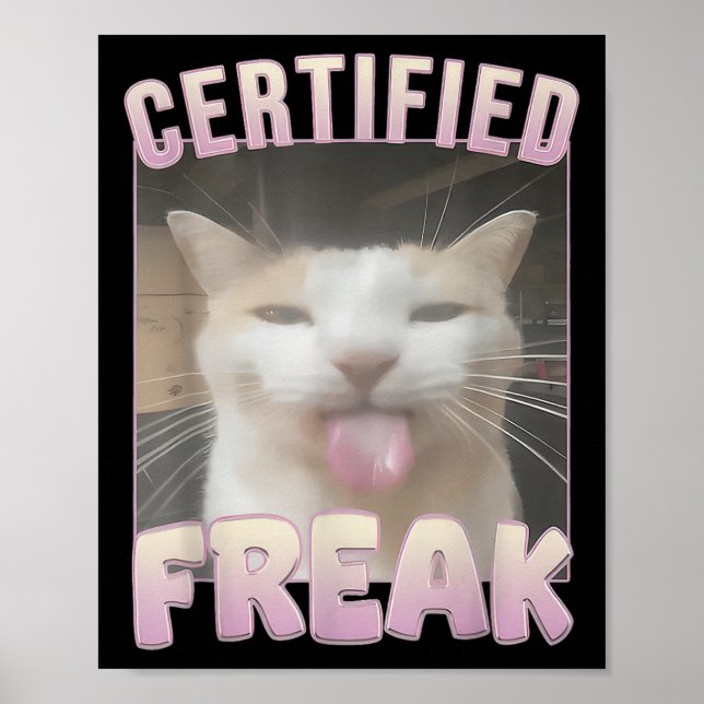 Certified Freak Cat Meme Offensive Memes Funny Cat Poster (Front)