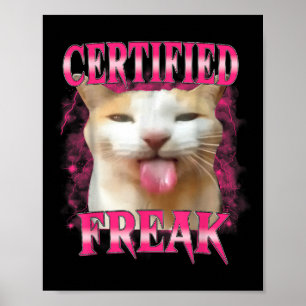 Certified Freak Eat Cement Cursed Cat Funny Cat Me Poster
