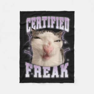Certified Freak Eat Cement Cursed Cat Funny Cats M Fleece Blanket