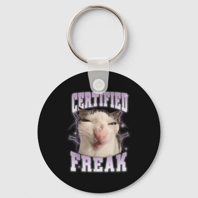 Certified Freak Eat Cement Cursed Cat Funny Cats M Key Ring (Front)