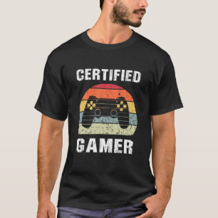 Certified Gamer Retro Funny Video Games Gaming Vin T-Shirt