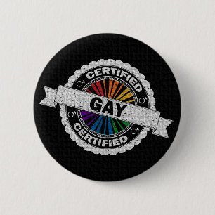 Certified Gay Pride Stamp 6 Cm Round Badge