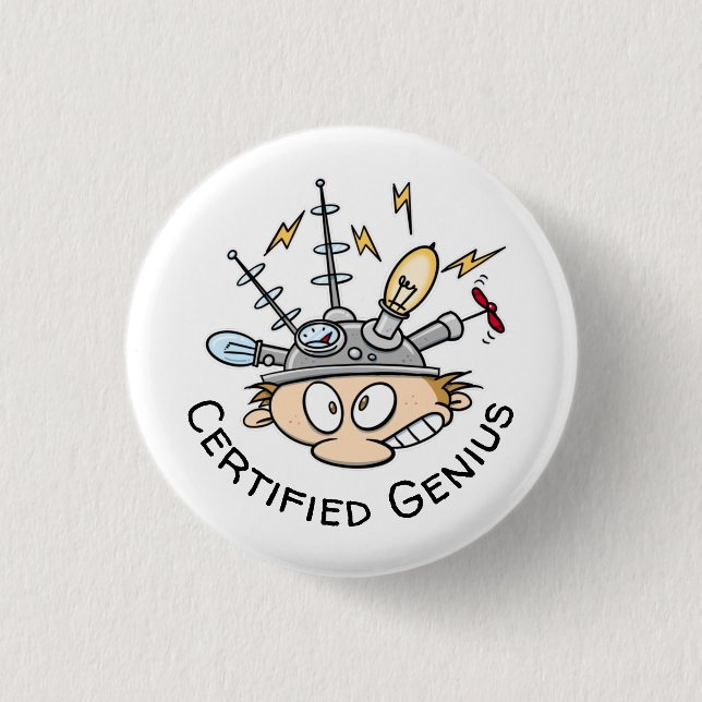 Certified Genius Thinking Cap Funny Cartoon 3 Cm Round Badge (Front)