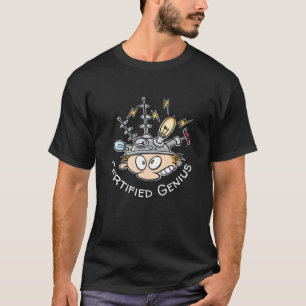 Certified Genius Thinking Cap Funny Cartoon T-Shirt