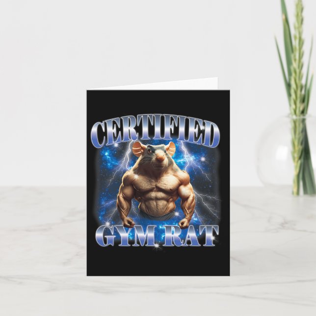 Certified Gym Rat Meme Fitness Bodybuilding Gym Lo Card (Front)