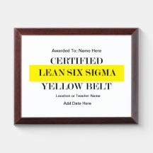 Certified Lean Six Sigma Yellow Belt Award