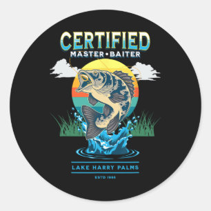 Certified Master Baiter Funny Fishing Classic Round Sticker