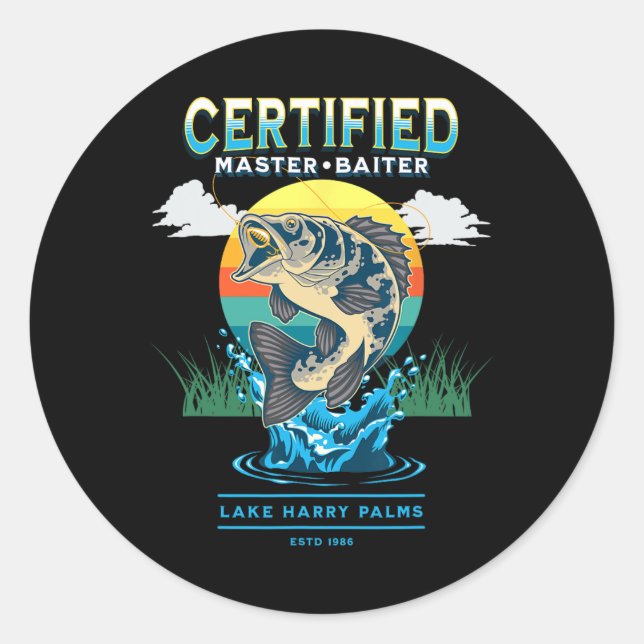 Certified Master Baiter Funny Fishing  Classic Round Sticker (Front)