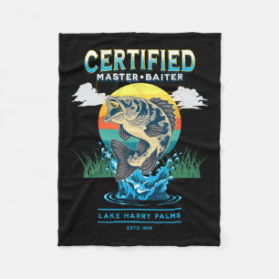 Certified Master Baiter Funny Fishing Fleece Blanket