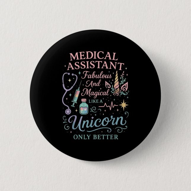 Certified Medical Istant Unicorn Cma Medical Istan 6 Cm Round Badge (Front)