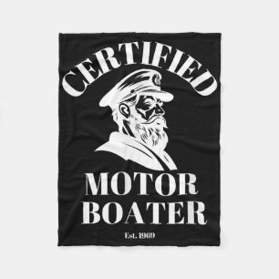 Certified Motor Boater Funny Sailor Ship Boat Capt Fleece Blanket