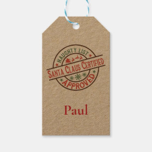 Certified Naughty List Santa Christmas Gift Tags