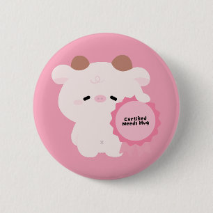 Certified Needs Hug Cow 6 Cm Round Badge