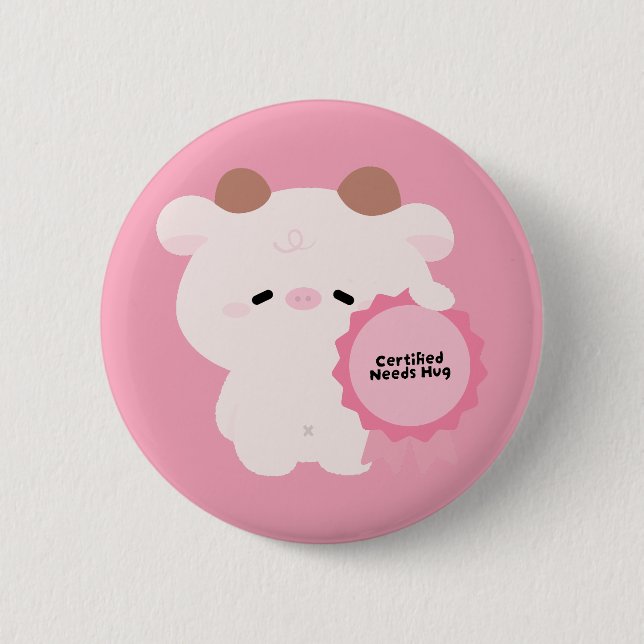 Certified Needs Hug Cow 6 Cm Round Badge (Front)