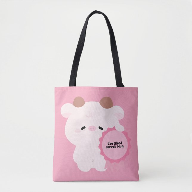 Certified Needs Hug Cow Tote Bag (Front)