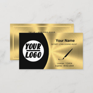Certified Notary Signing Agent Black & Gold - logo Business Card
