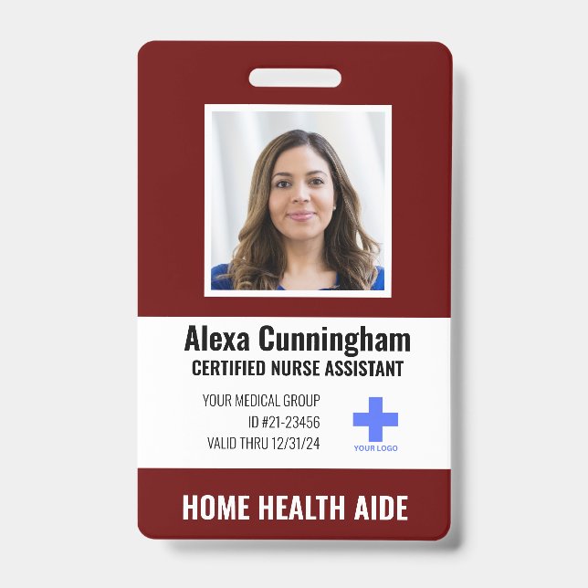 Certified Nurse Aide Photo ID Badge (Front)