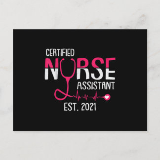 Certified Nurse Assistant Est 2021 CNA Nursing Aid Announcement Postcard