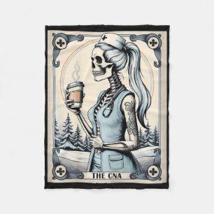 Certified Nurse Istant Tarot Card Skeleton Cna Hal Fleece Blanket