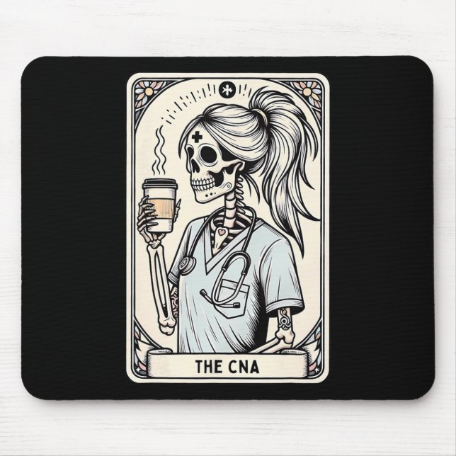Certified Nurse Istant Tarot Card Skeleton Cna Hal Mouse Pad (Front)