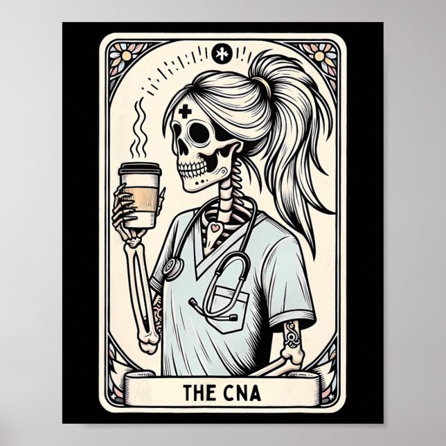Certified Nurse Istant Tarot Card Skeleton Cna Hal Poster (Front)