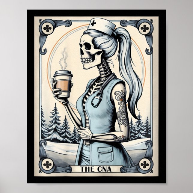 Certified Nurse Istant Tarot Card Skeleton Cna Hal Poster (Front)