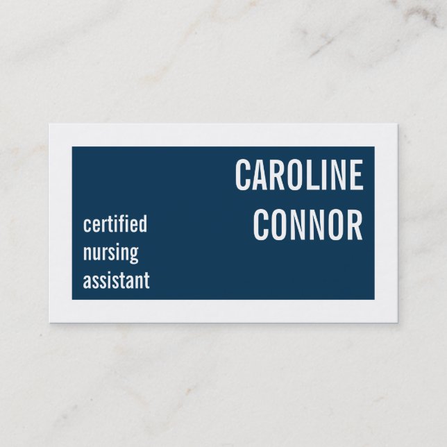 Certified Nursing Assistant Blue & White Border Business Card (Front)