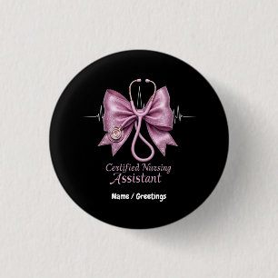 Certified Nursing Assistant CNA Coquette Bow  3 Cm Round Badge