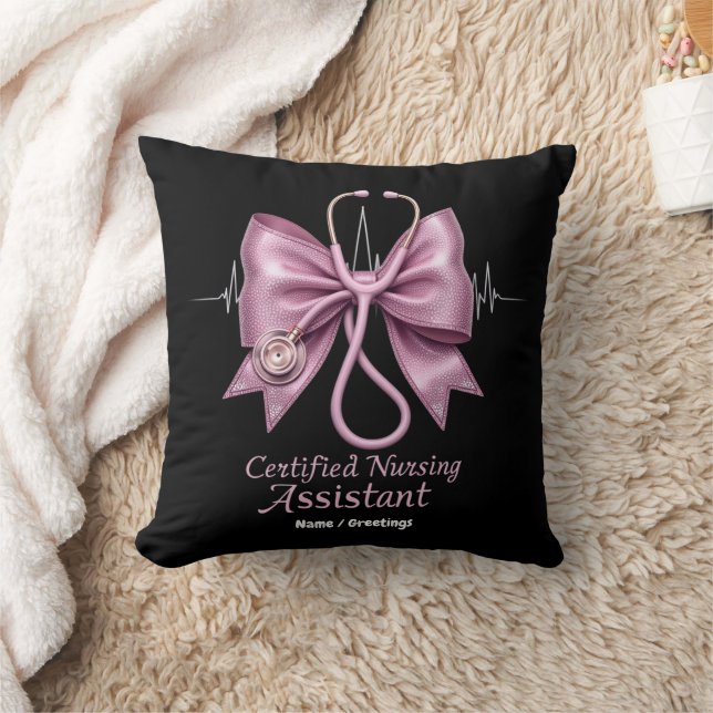 Certified Nursing Assistant CNA Coquette Bow  Cushion (Blanket)
