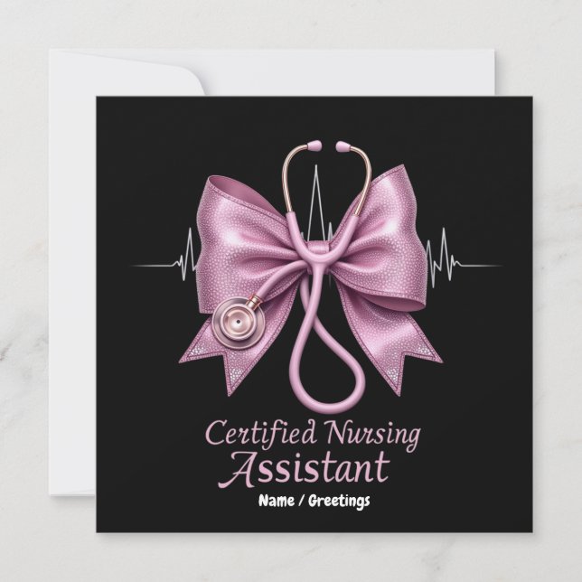 Certified Nursing Assistant CNA Coquette Bow  Invitation (Front)