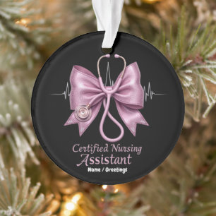 Certified Nursing Assistant CNA Coquette Bow Ornament
