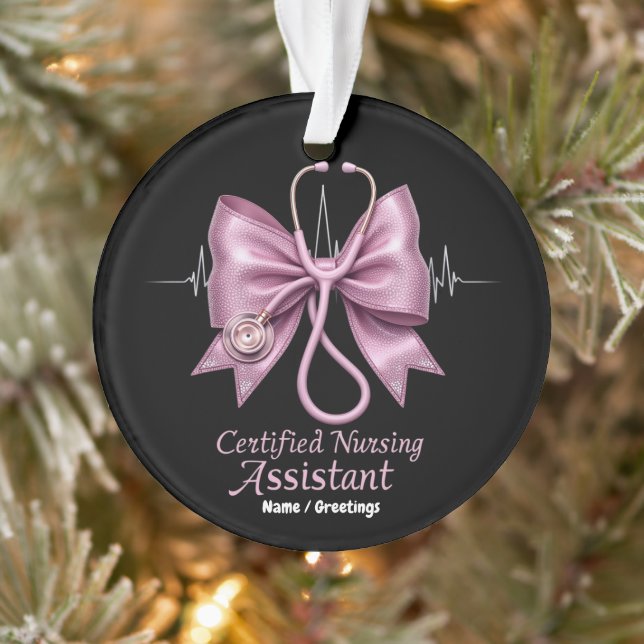 Certified Nursing Assistant CNA Coquette Bow  Ornament (Tree)