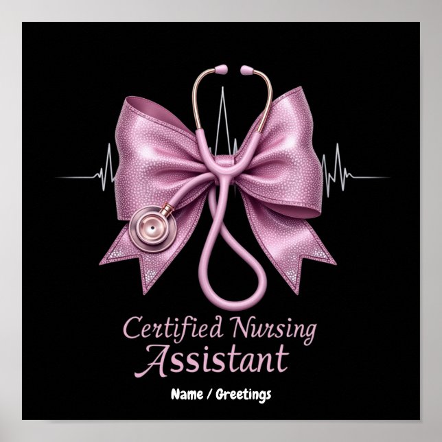Certified Nursing Assistant CNA Coquette Bow  Poster (Front)
