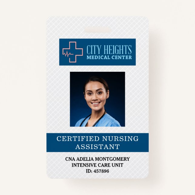 Certified Nursing Assistant CNA Name Photo ID Logo ID Badge (Front)