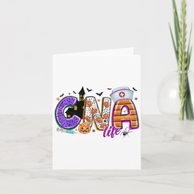 Certified Nursing Istant Cna Nurse Life Halloween  Card (Front)