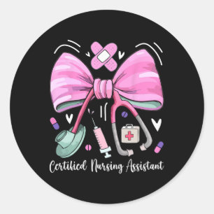 Certified Nursing Istant Cna Stethoscope Coquette  Classic Round Sticker