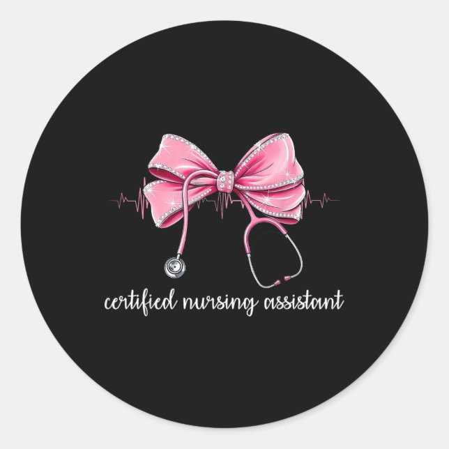 Certified Nursing Istant Cna Stethoscope Coquette  Classic Round Sticker (Front)