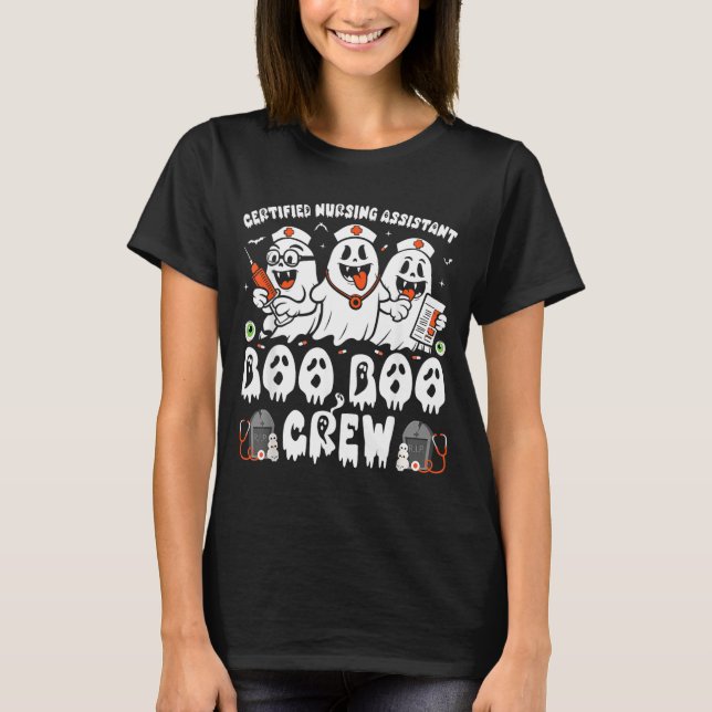 Certified Nursing istant Halloween Ghost CNA T-Shirt (Front)