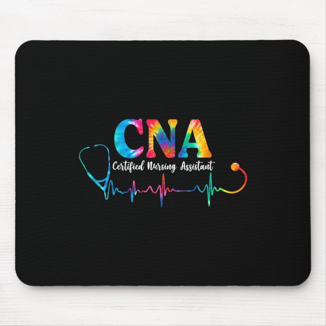 Certified Nursing Istant Tie Dye Cna Nurse Stethos Mouse Pad (Front)