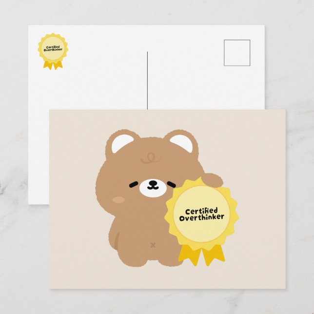 Certified Overthinker Beaver Holiday Postcard (Front/Back)